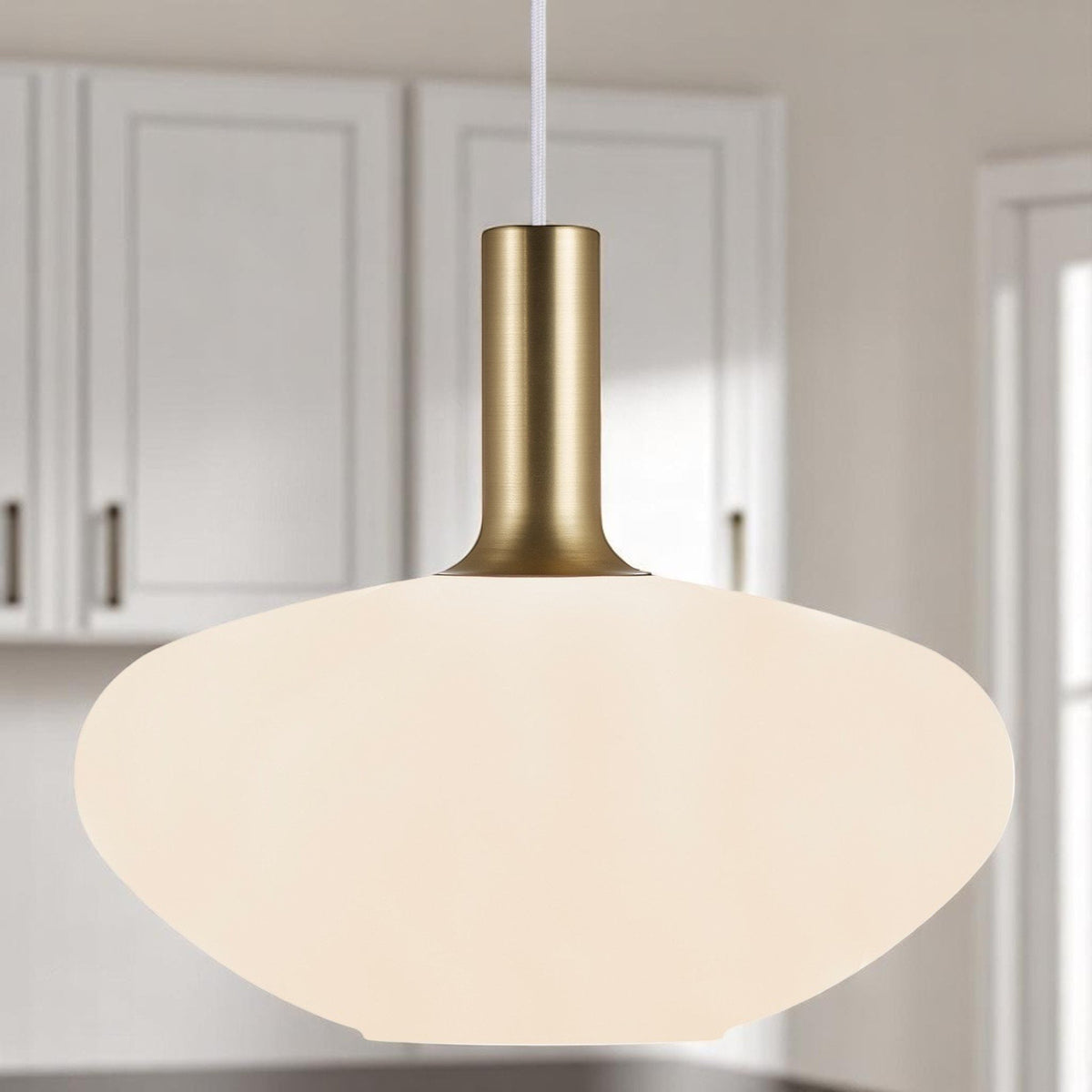 Alton 35 Opal Glass Pendant with Brass or Black Covers