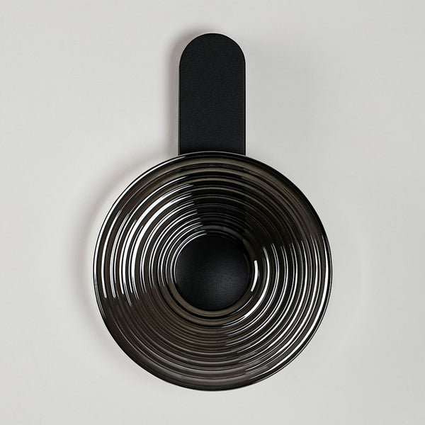 Irvine 7w LED Wall Light in Satin Black with Smoke Ripple Glass Shade with Black Cap