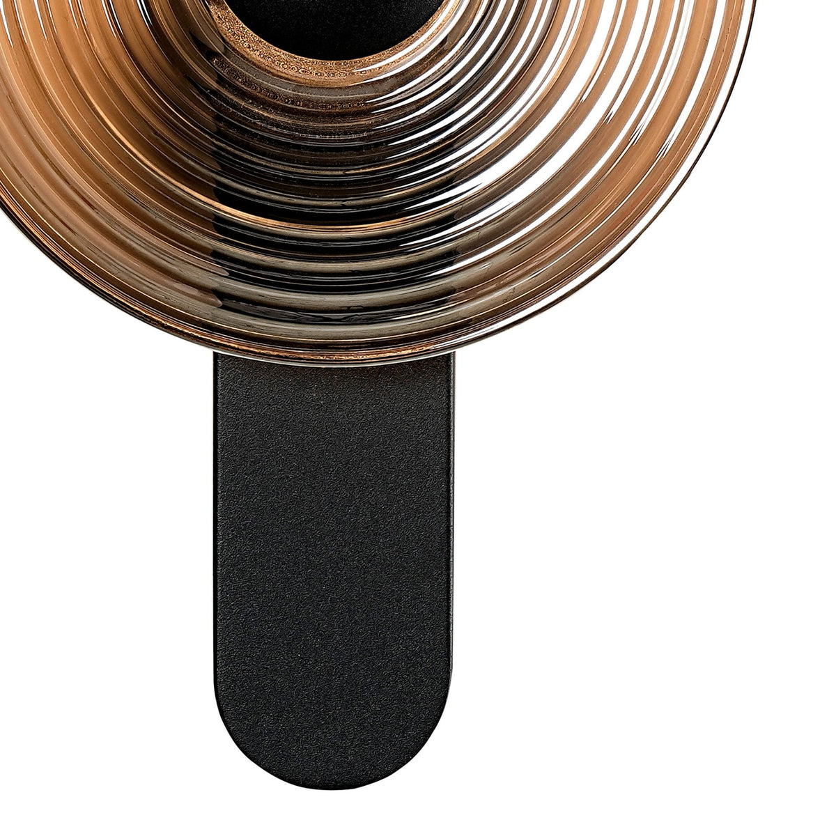 Irvine 7w LED Wall Light in Satin Black with Smoke Ripple Glass Shade with Black Cap