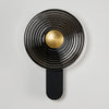 Irvine 7w LED Wall Light in Satin Black with Smoke Ripple Glass Shade with Brass Cap