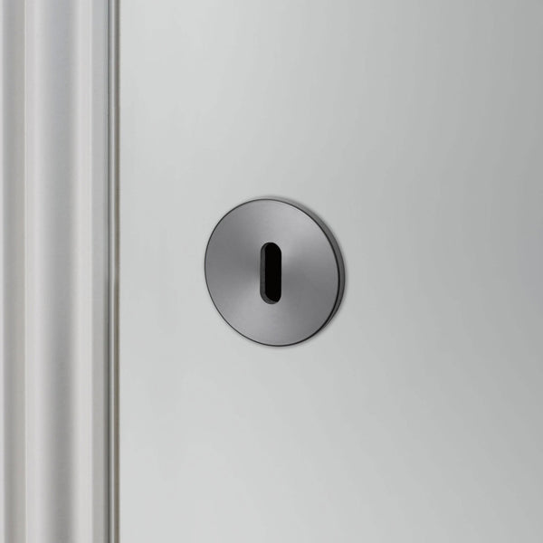 Pair of Indoor Key Escutcheons In Gun Metal Grey