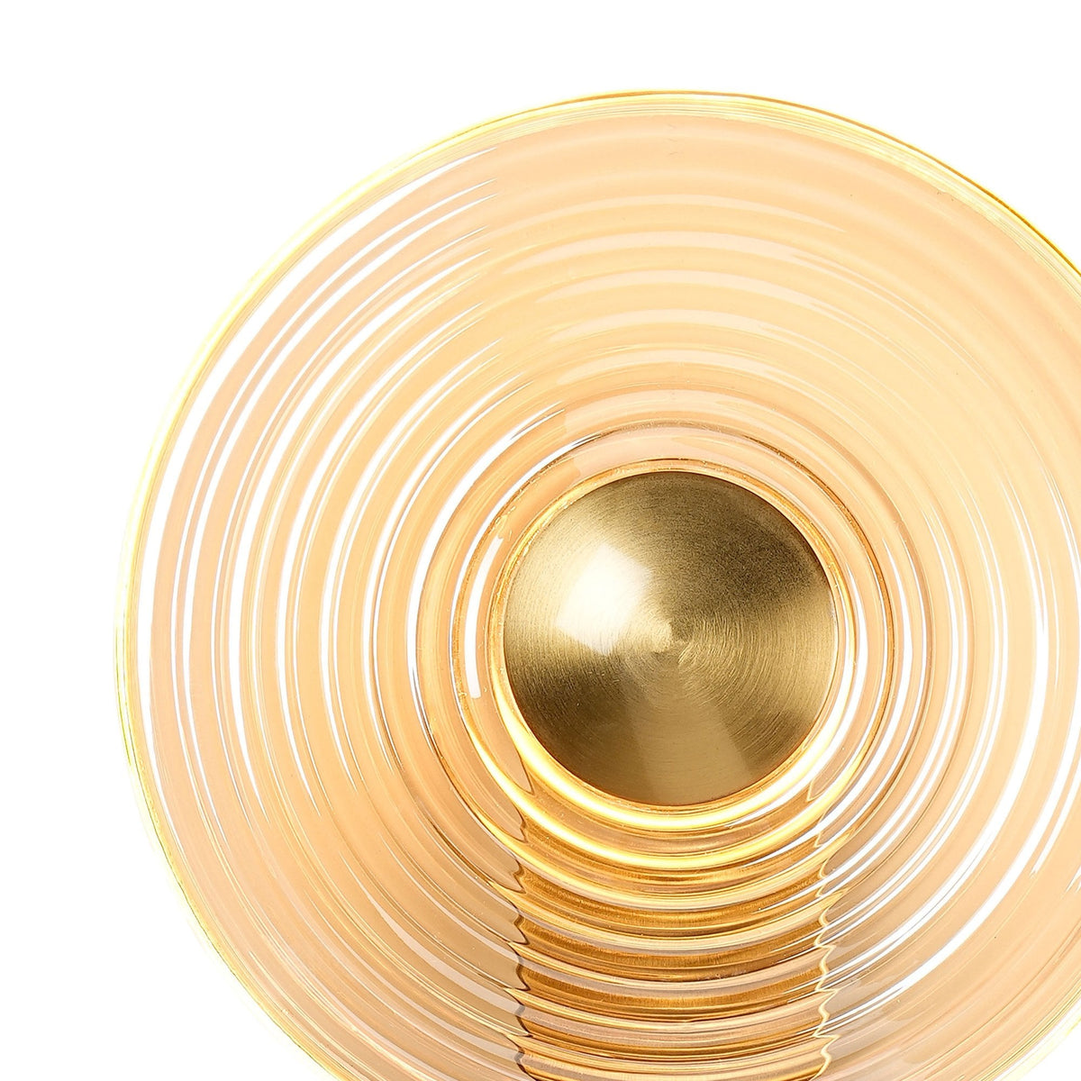 Irvine 7w LED Wall Light in Brass with Amber Ripple Glass Shade with Brass Cap