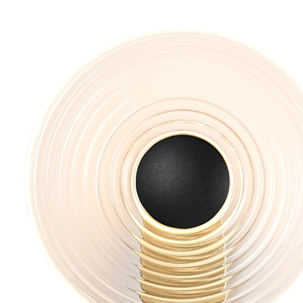 Irvine 7w LED Wall Light in Brass with Clear Ripple Glass Shade with Satin Black Cap