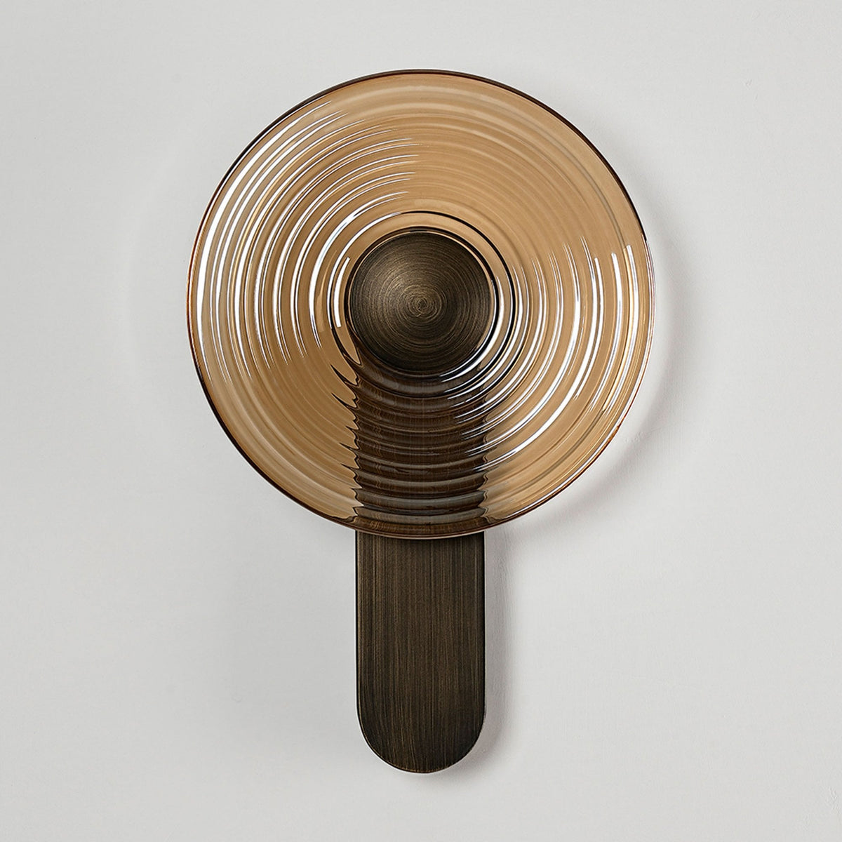 Irvine 7w LED Wall Light in Bronze with Amber Ripple Glass Shade with Bronze Cap