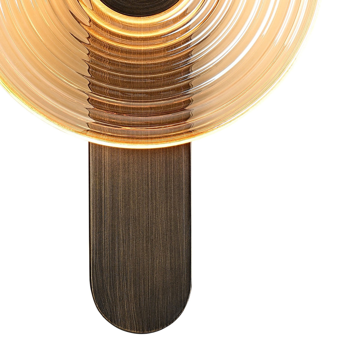 Irvine 7w LED Wall Light in Bronze with Amber Ripple Glass Shade with Bronze Cap