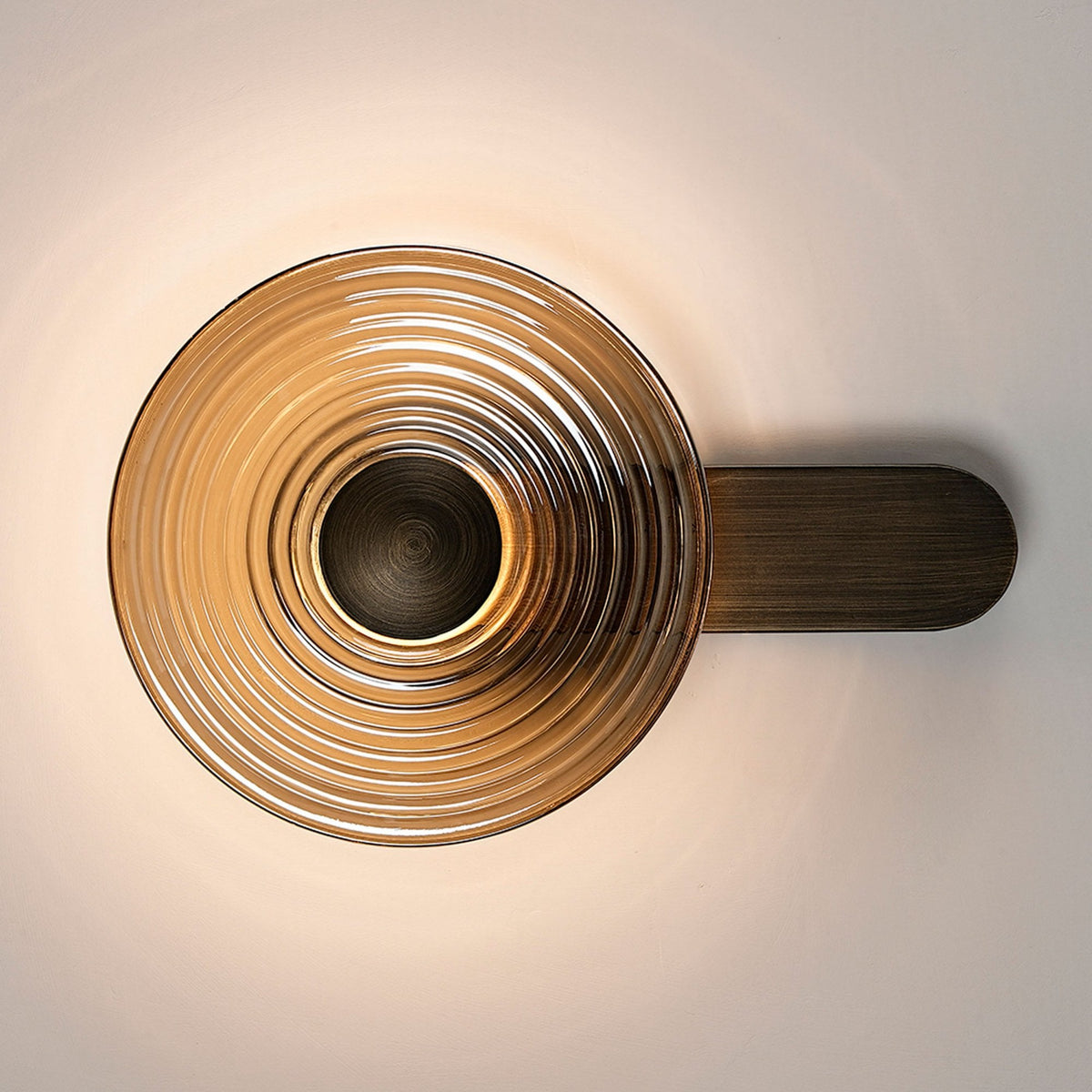 Irvine 7w LED Wall Light in Bronze with Smoke Ripple Glass Shade with Bronze Cap