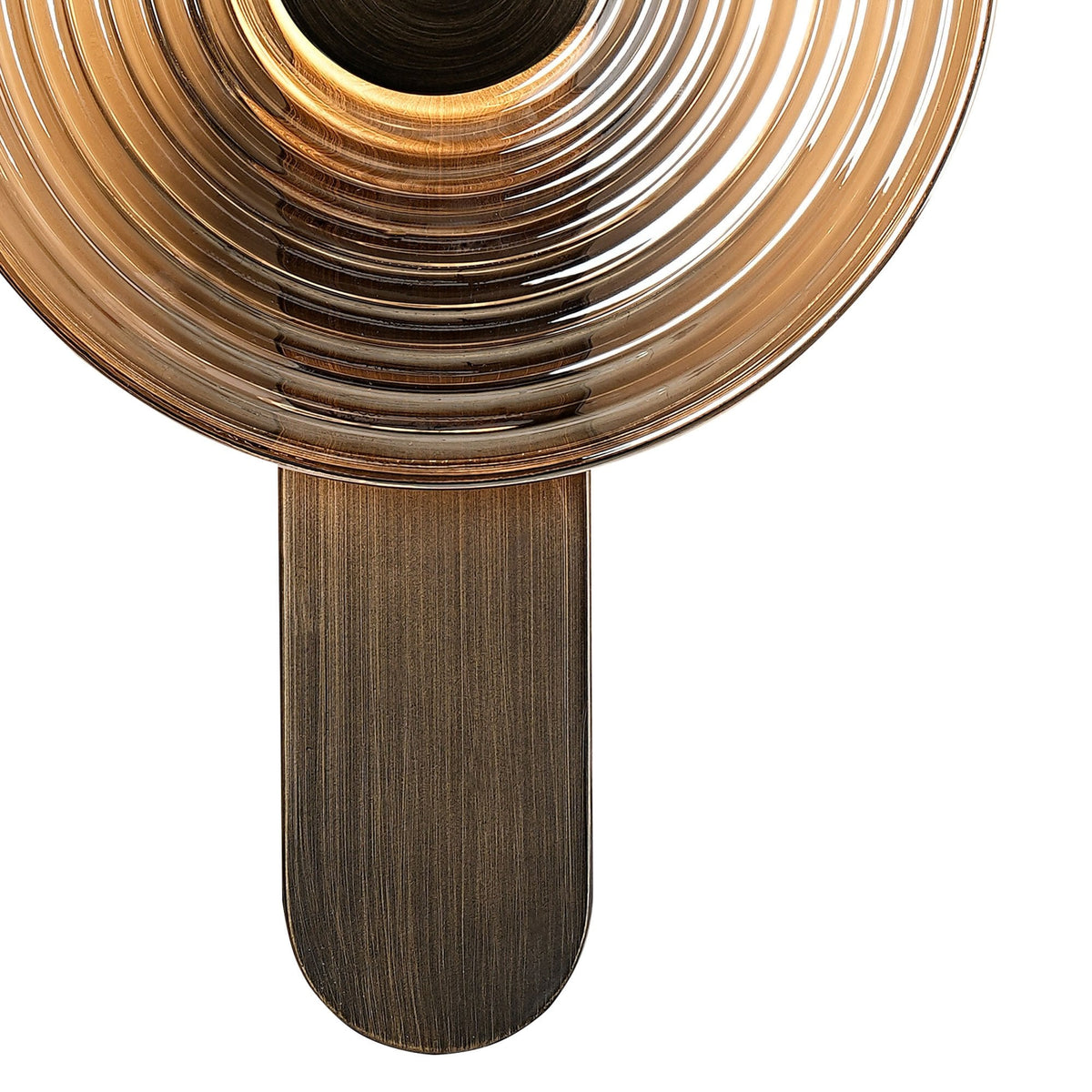 Irvine 7w LED Wall Light in Bronze with Smoke Ripple Glass Shade with Bronze Cap