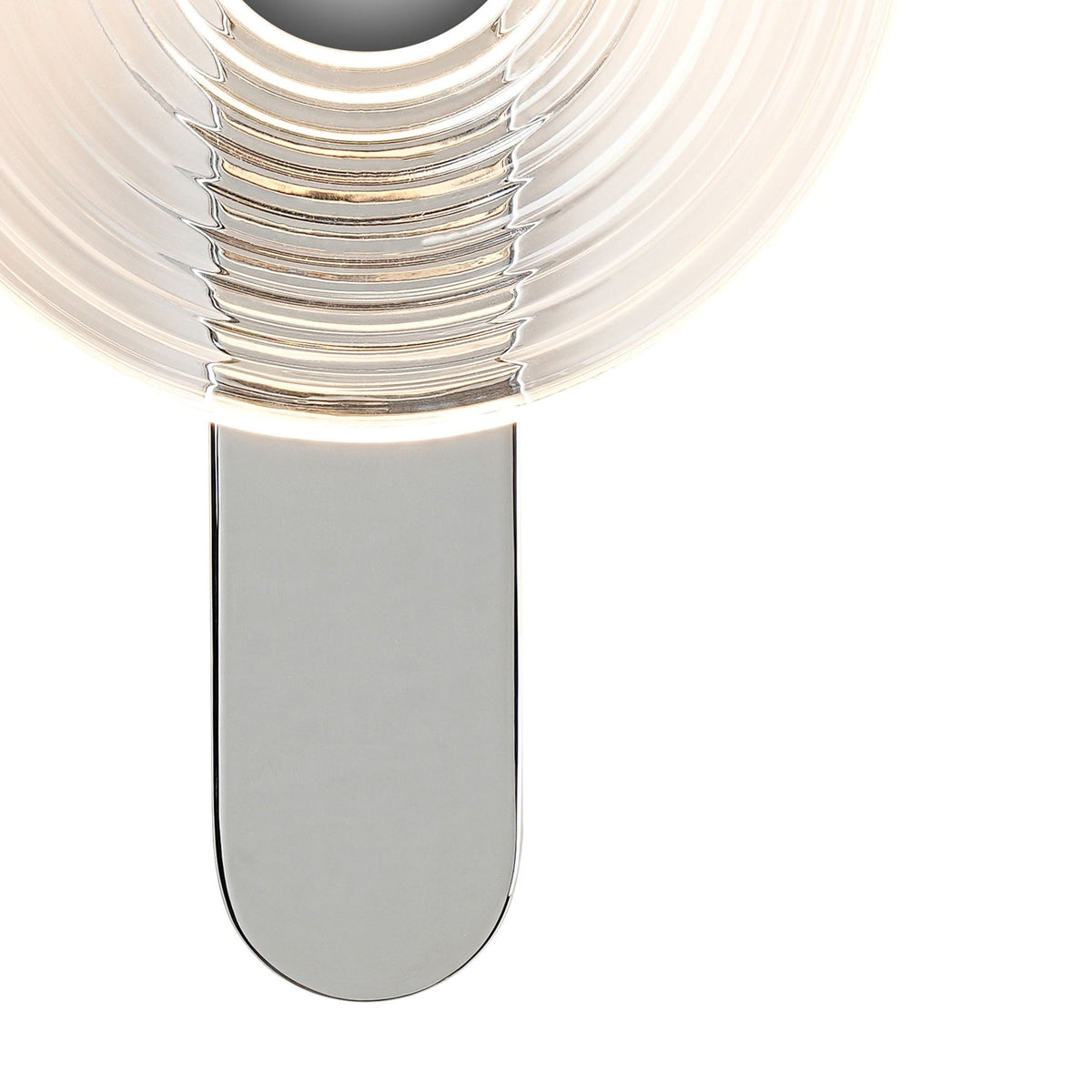 Irvine 7w LED Wall Light in Chrome with Clear Ripple Glass Shade with Chrome Cap