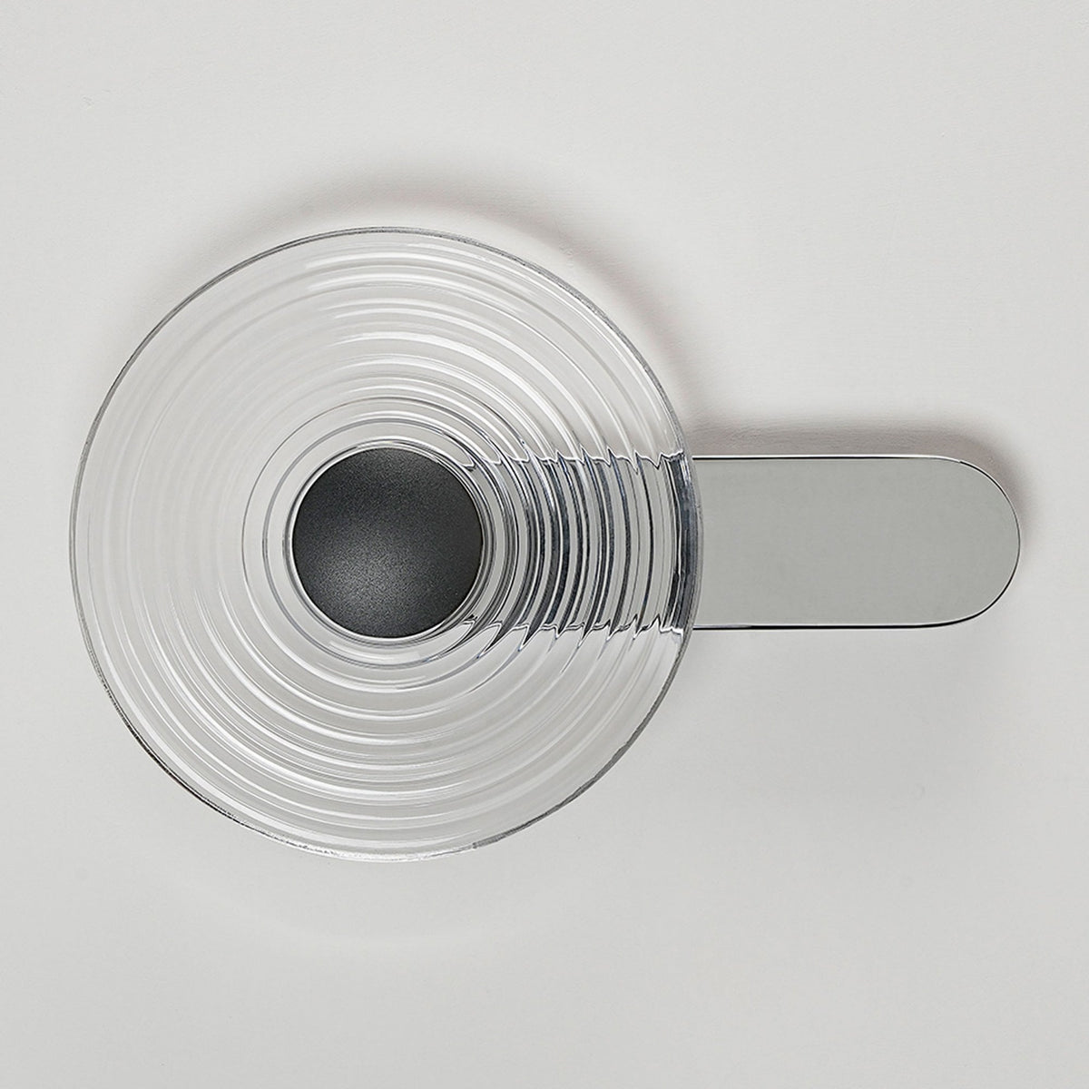 Irvine 7w LED Wall Light in Chrome with Clear Ripple Glass Shade with Satin Black Cap