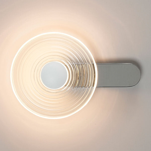 Irvine 7w LED Wall Light in Chrome with Clear Ripple Glass Shade with Satin White Cap