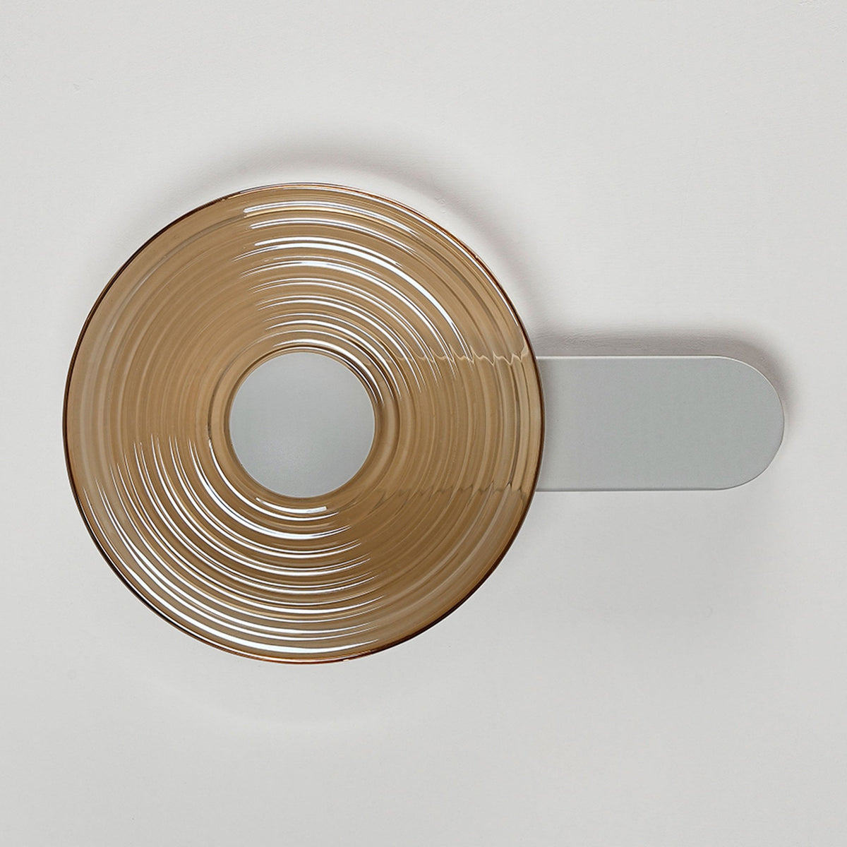 Irvine 7w LED Wall Light in Satin White with Amber Ripple Glass Shade with Satin White Cap