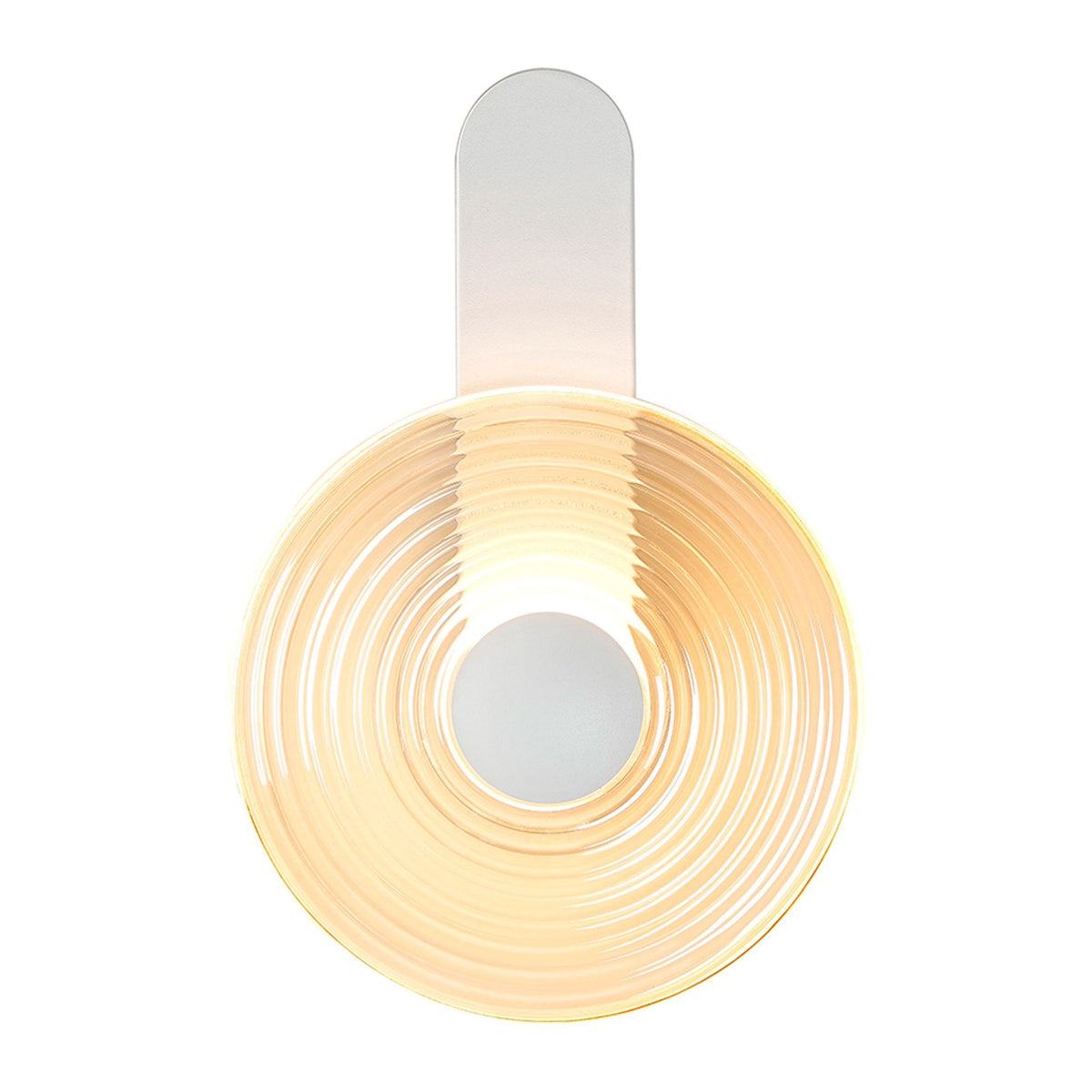 Irvine 7w LED Wall Light in Satin White with Amber Ripple Glass Shade with Satin White Cap