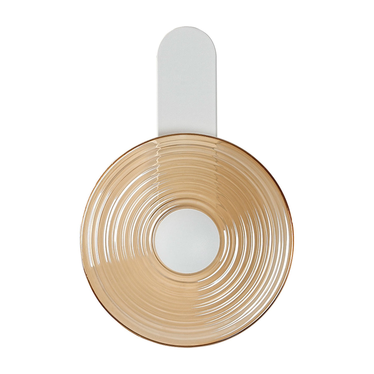 Irvine 7w LED Wall Light in Satin White with Amber Ripple Glass Shade with Satin White Cap