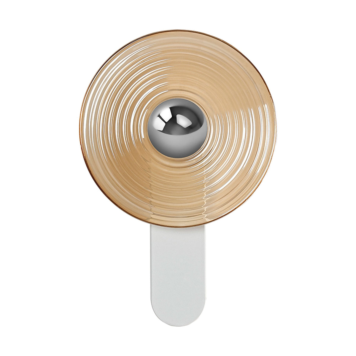 Irvine 7w LED Wall Light in Satin White with Amber Ripple Glass Shade with Chrome Cap