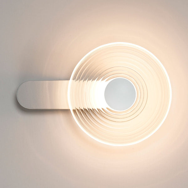 Irvine 7w LED Wall Light in Satin White with Clear Ripple Glass Shade with Satin White Cap