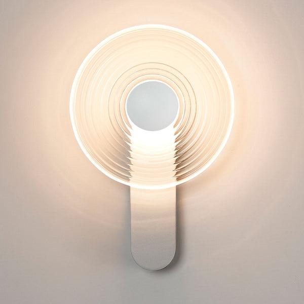 Irvine 7w LED Wall Light in Satin White with Clear Ripple Glass Shade with Satin White Cap