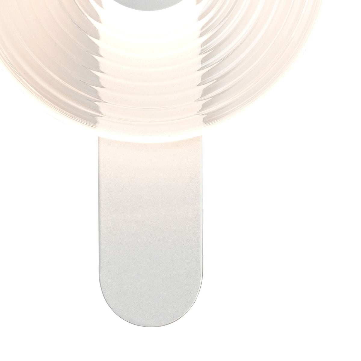 Irvine 7w LED Wall Light in Satin White with Clear Ripple Glass Shade with Satin White Cap