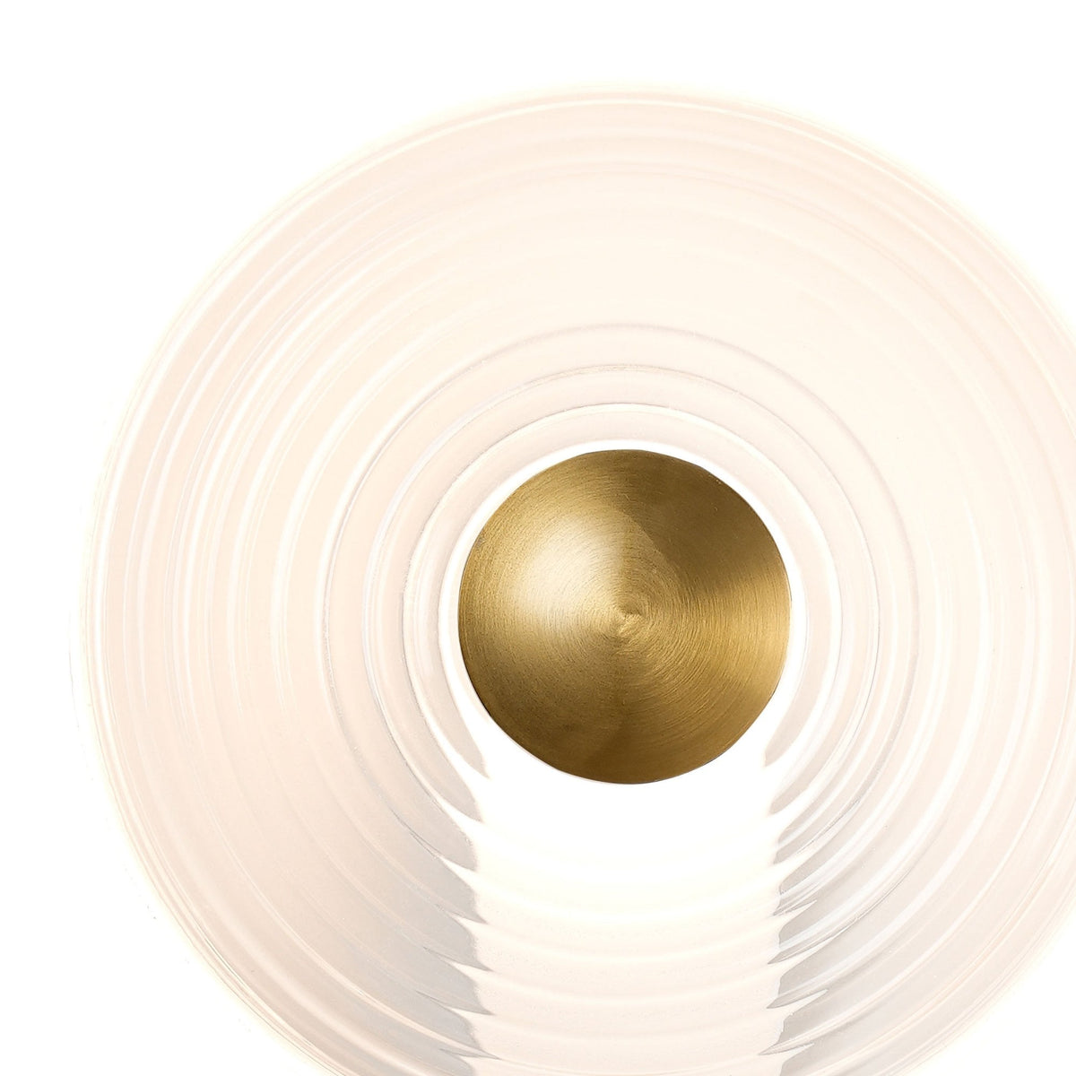 Irvine 7w LED Wall Light in Satin White with Clear Ripple Glass Shade with Brass Cap