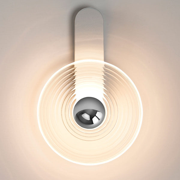 Irvine 7w LED Wall Light in Satin White with Clear Ripple Glass Shade with Chrome Cap