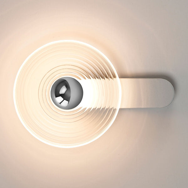 Irvine 7w LED Wall Light in Satin White with Clear Ripple Glass Shade with Chrome Cap