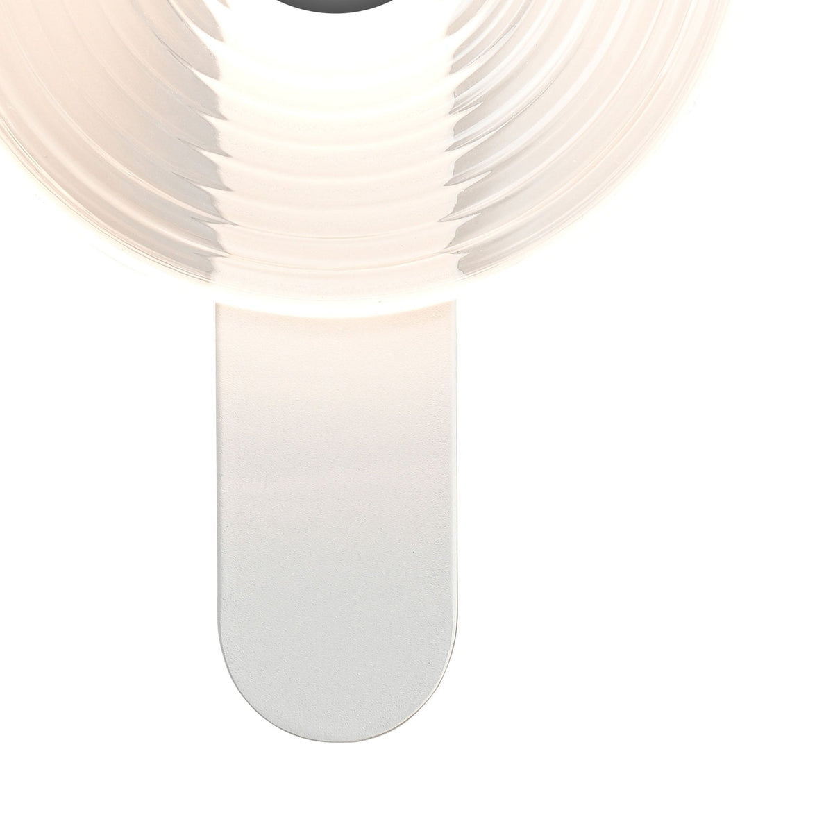 Irvine 7w LED Wall Light in Satin White with Clear Ripple Glass Shade with Chrome Cap