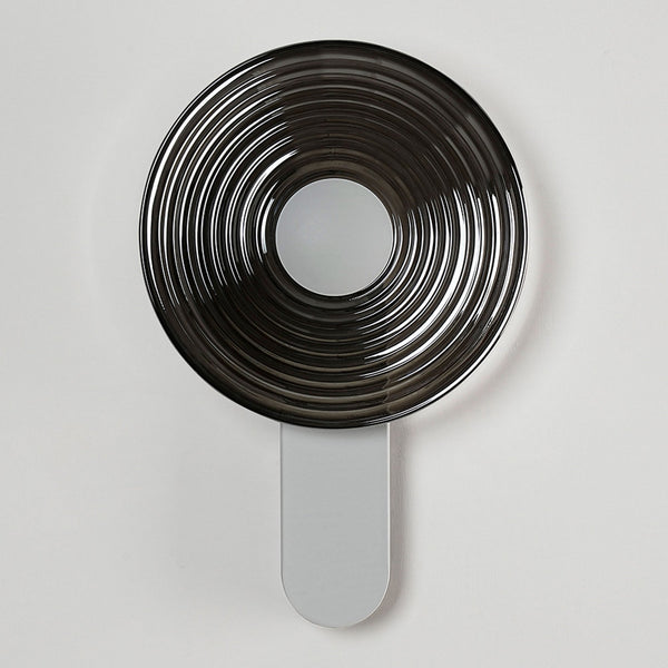 Irvine 7w LED Wall Light in Satin White with Smoke Ripple Glass Shade with Satin White Cap