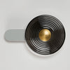 Irvine 7w LED Wall Light in Satin White with Smoke Ripple Glass Shade with Brass Cap
