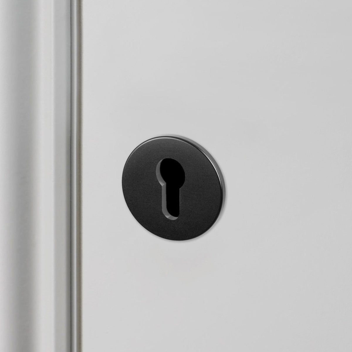 Pair of Indoor Euro Cylinder Key Escutcheons In Black