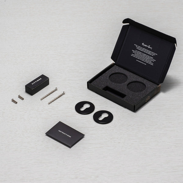 Pair of Indoor Euro Cylinder Key Escutcheons In Welders Black