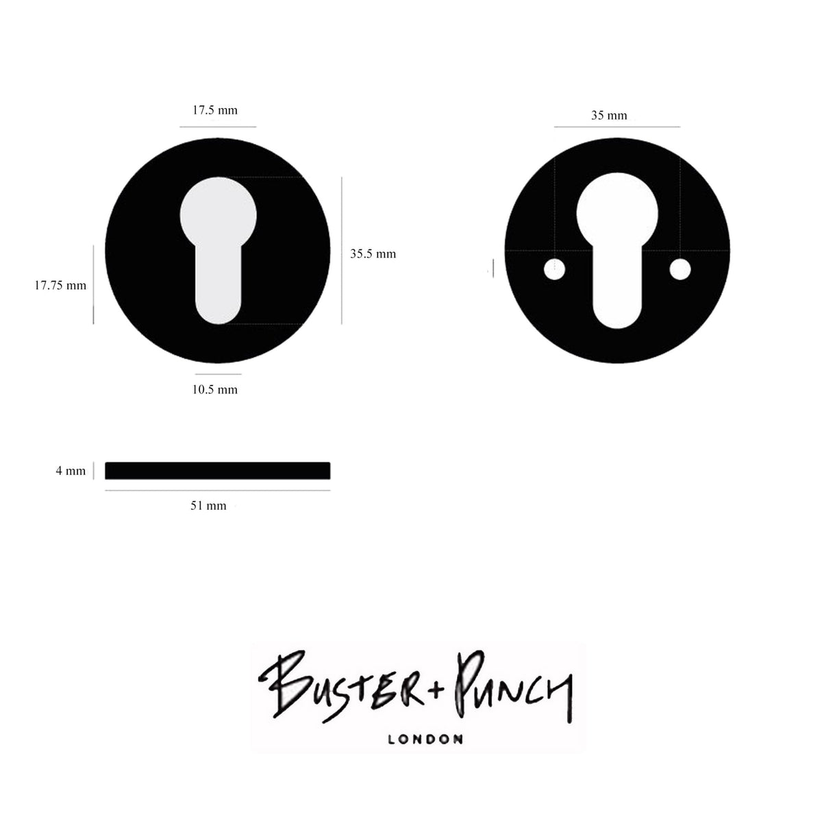 Pair of Indoor Euro Cylinder Key Escutcheons In Smoked Bronze