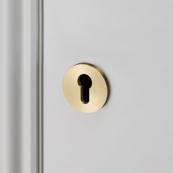 Pair of Indoor Euro Cylinder Key Escutcheons In Brass