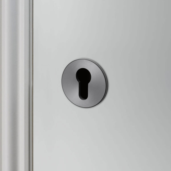 Pair of Indoor Euro Cylinder Key Escutcheons In Gun Metal Grey