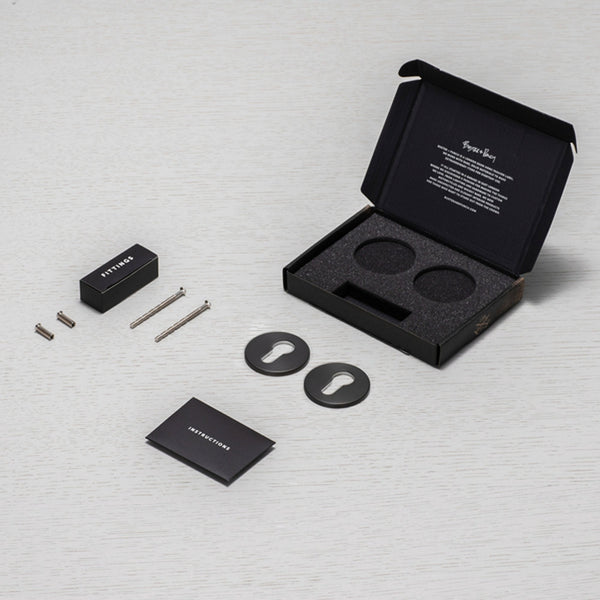 Pair of Indoor Euro Cylinder Key Escutcheons In Gun Metal Grey