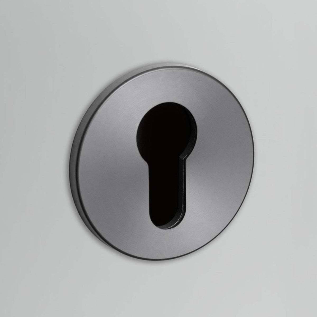 Pair of Indoor Euro Cylinder Key Escutcheons In Gun Metal Grey