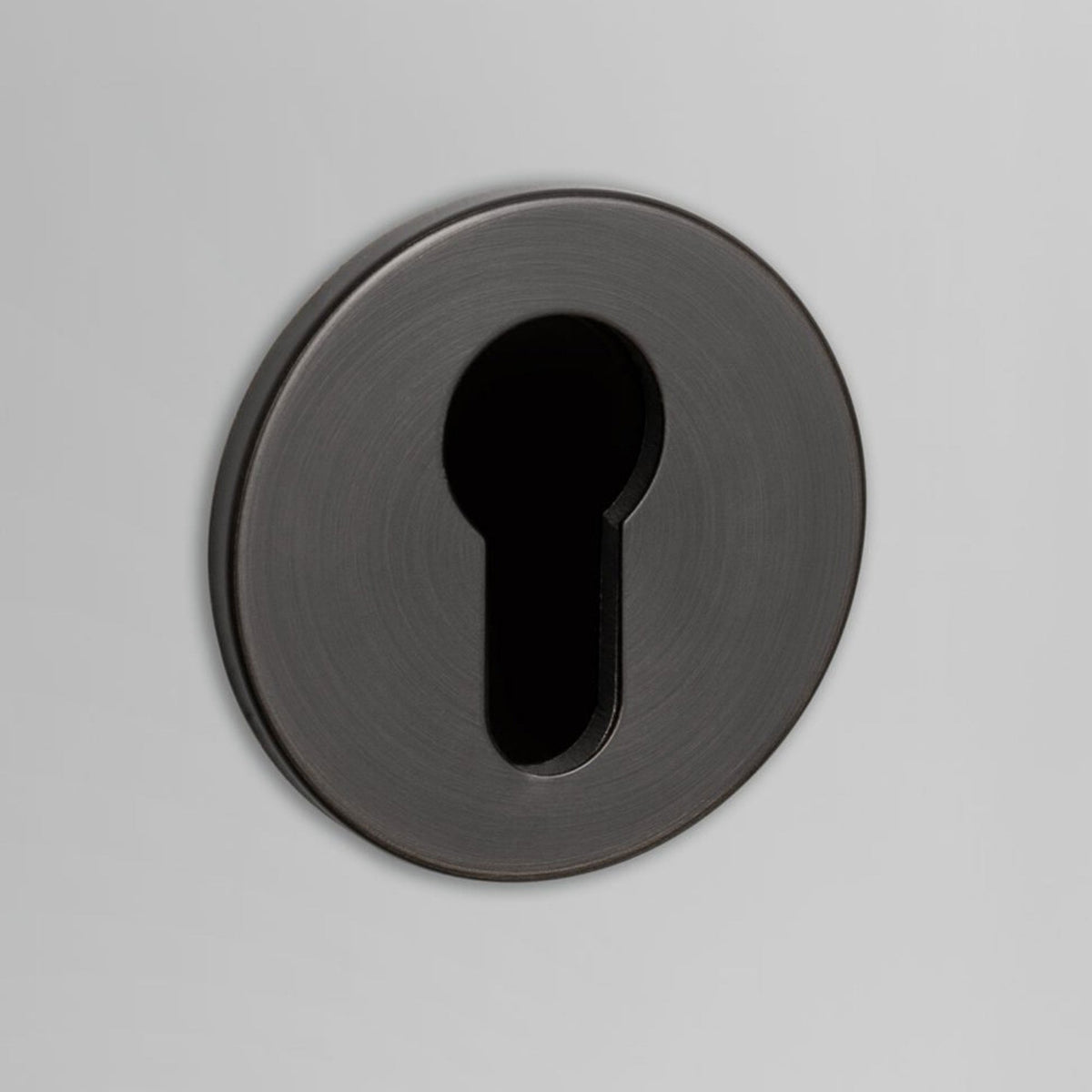 Pair of Indoor Euro Cylinder Key Escutcheons In Smoked Bronze