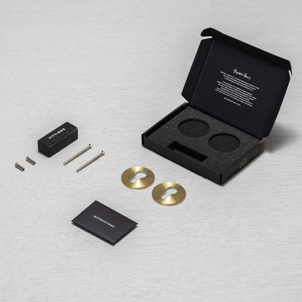 Pair of Indoor Euro Cylinder Key Escutcheons In Brass