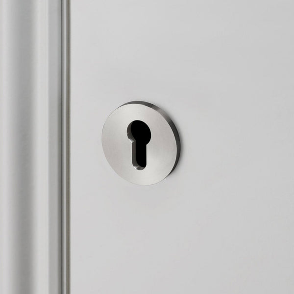 Pair of Indoor Euro Cylinder Key Escutcheons In Steel