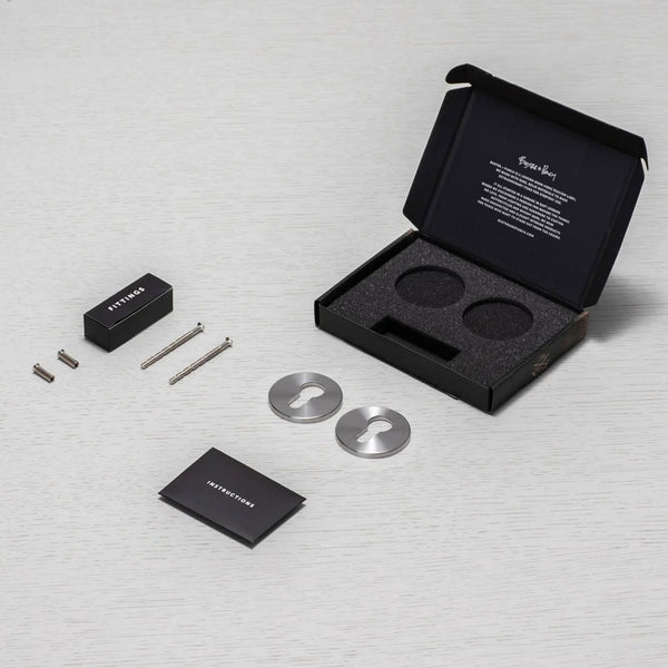 Pair of Indoor Euro Cylinder Key Escutcheons In Steel