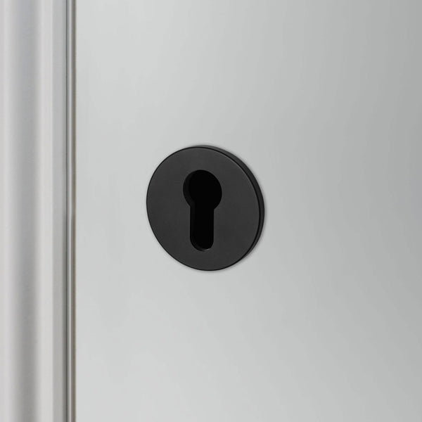 Pair of Indoor Euro Cylinder Key Escutcheons In Welders Black