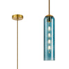 Hamble Single Pendant in Brass Gold Finish with Blue Glass
