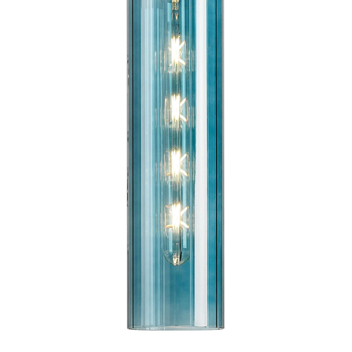 Hamble Single Pendant in Brass Gold Finish with Blue Glass