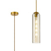 Hamble Single Pendant in Brass Gold Finish with Cognac Glass