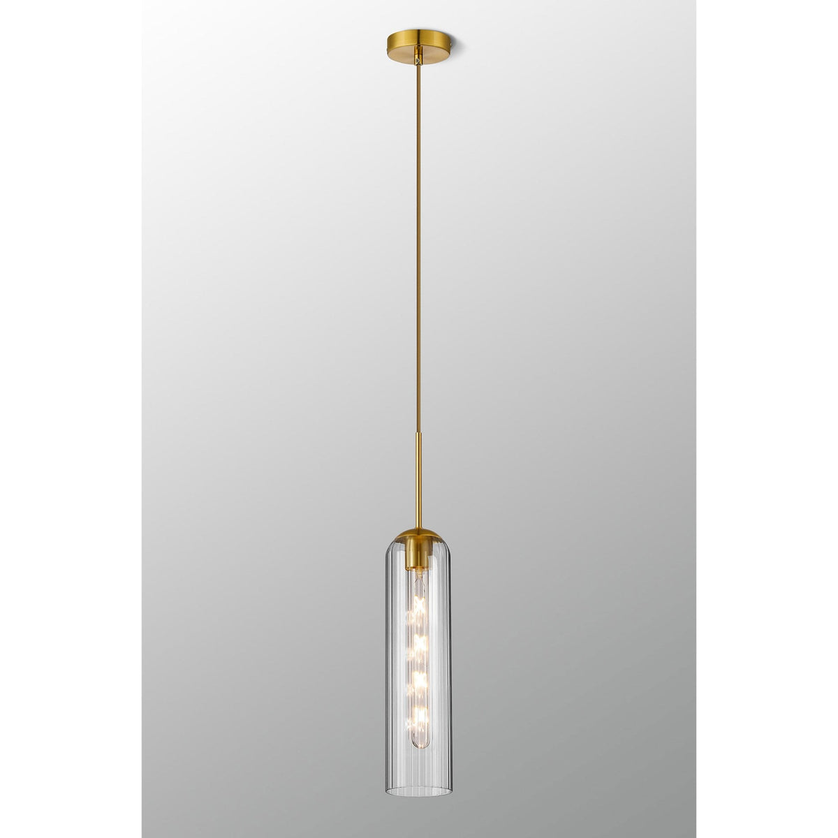 Hamble Single Pendant in Brass Gold Finish with Clear Glass
