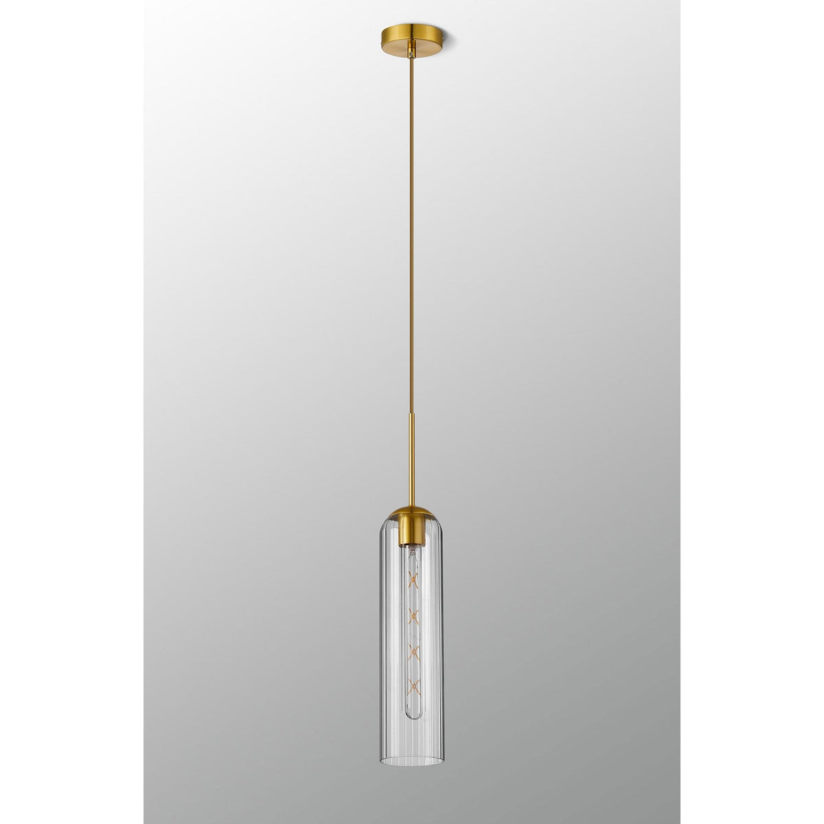 Hamble Single Pendant in Brass Gold Finish with Clear Glass