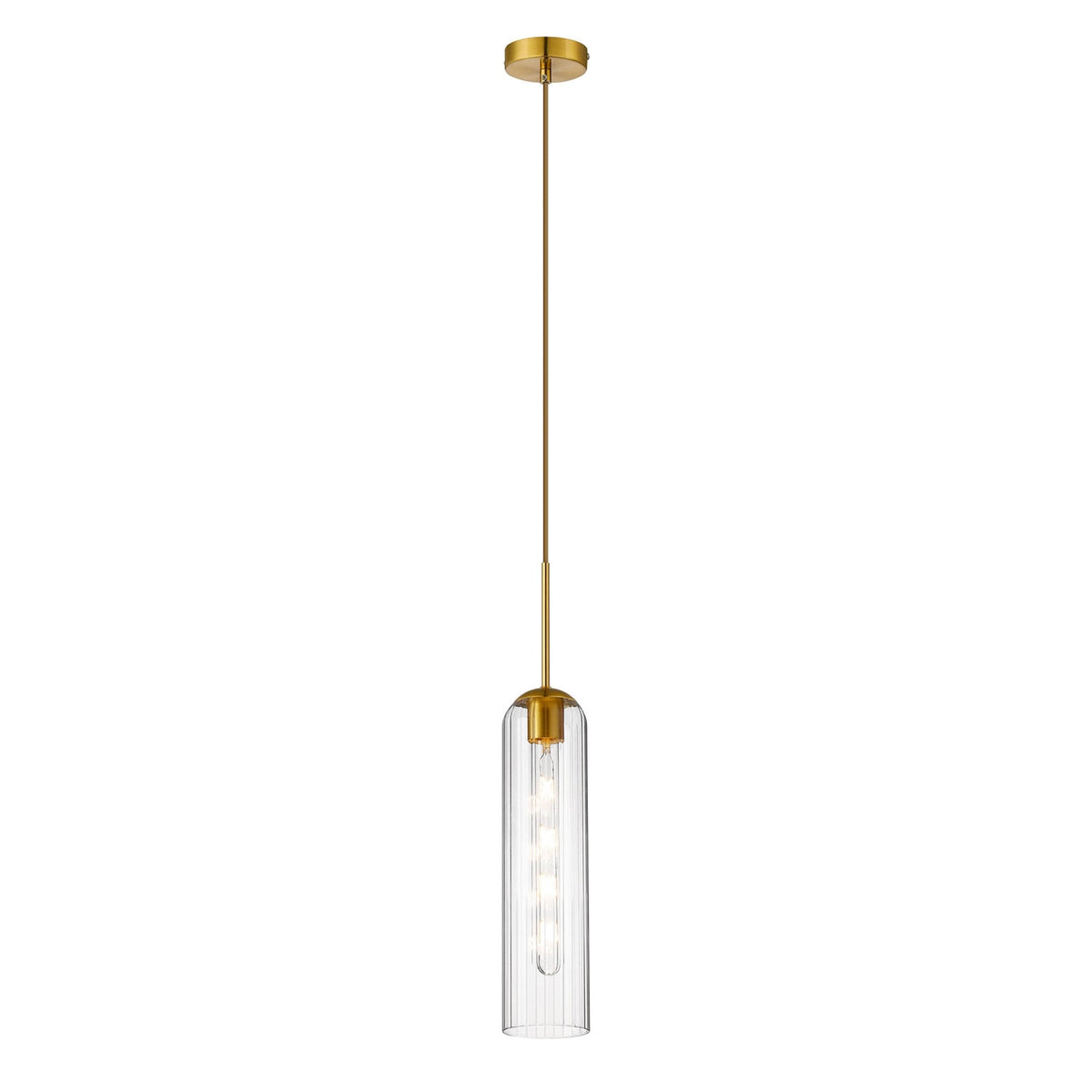 Hamble Single Pendant in Brass Gold Finish with Clear Glass