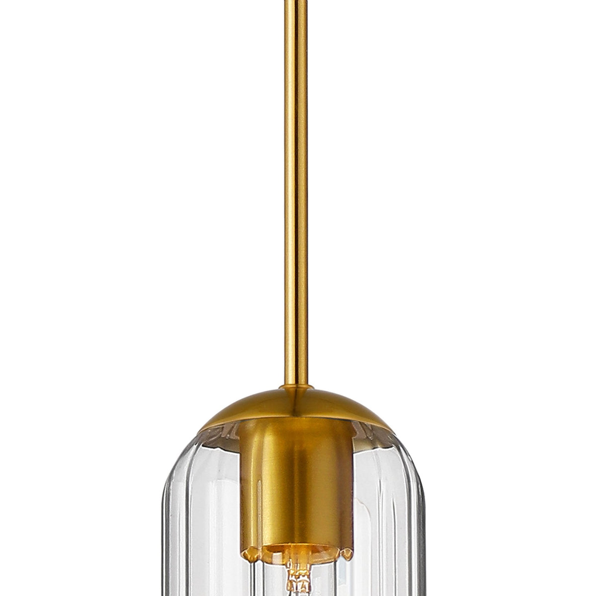 Hamble Single Pendant in Brass Gold Finish with Clear Glass