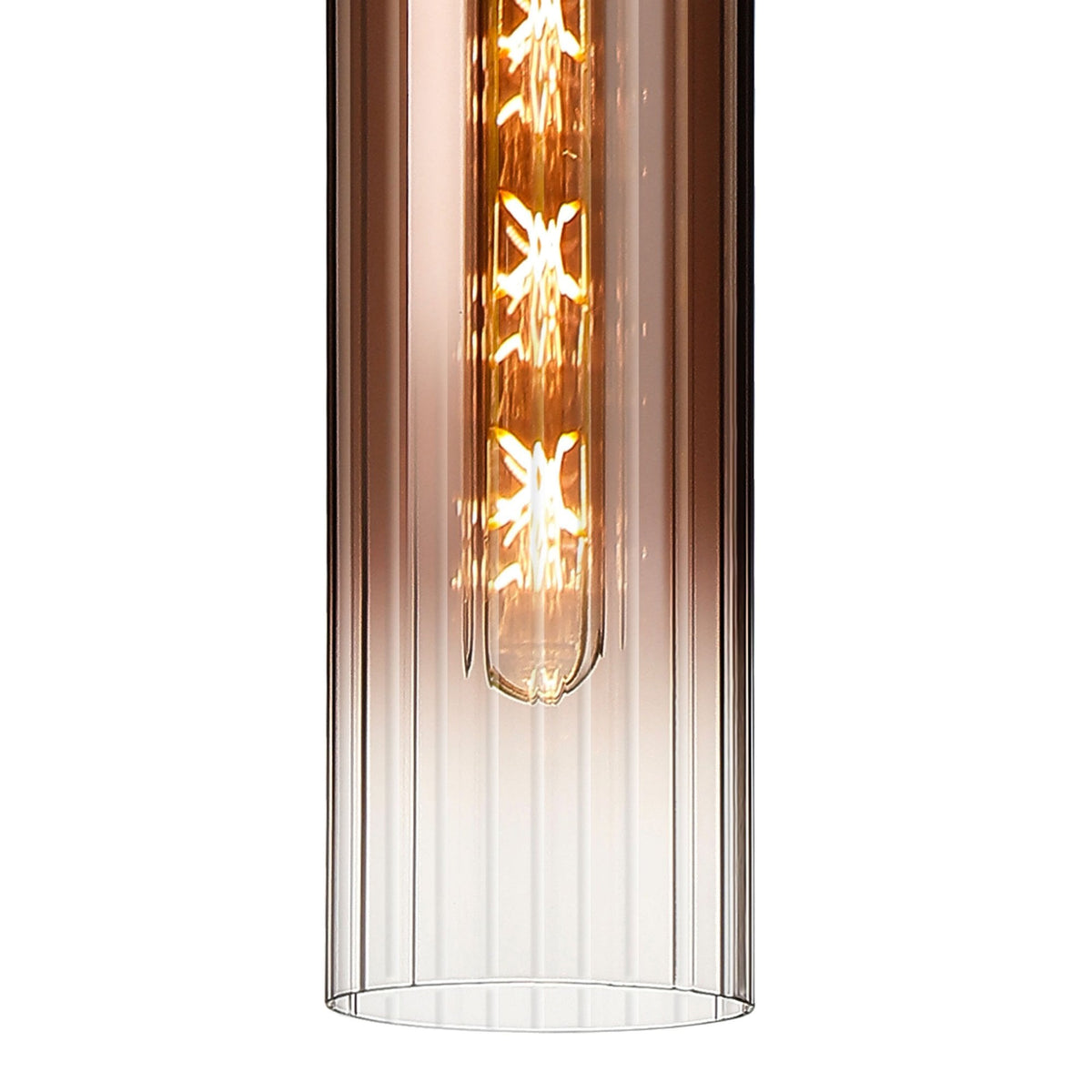 Hamble Single Pendant in Brass Gold Finish with Copper Fade Glass