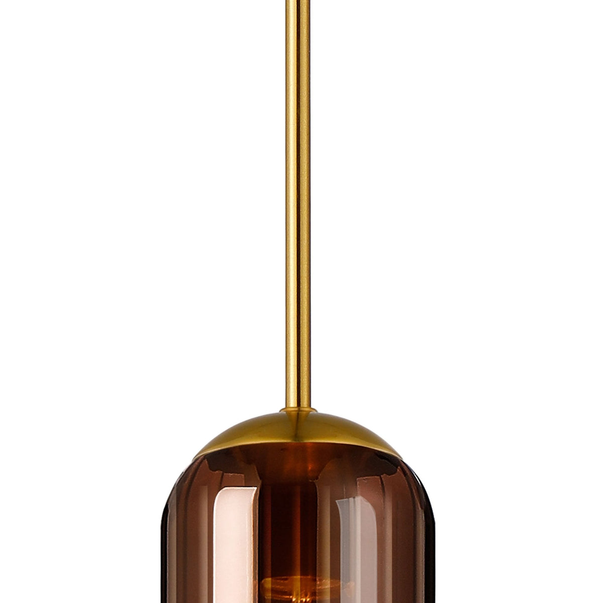 Hamble Single Pendant in Brass Gold Finish with Copper Fade Glass