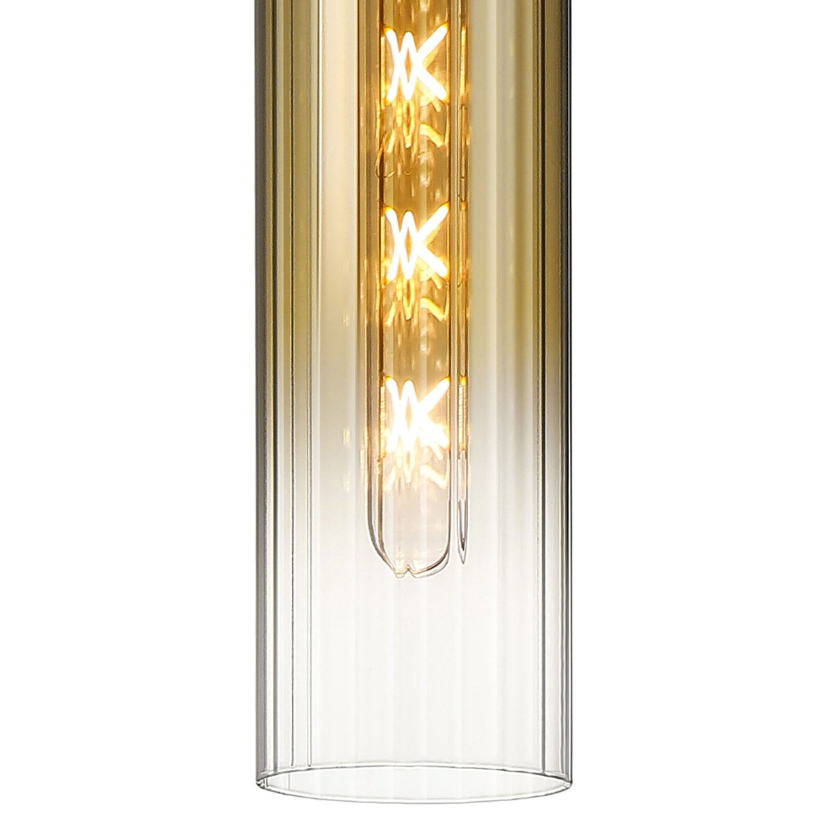 Hamble Single Pendant in Brass Gold Finish with Gold Fade Glass