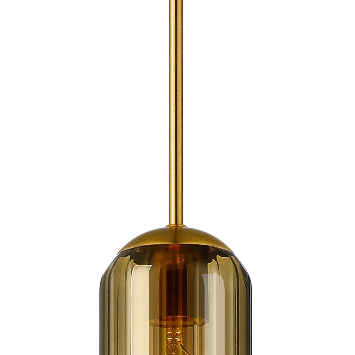 Hamble Single Pendant in Brass Gold Finish with Gold Fade Glass